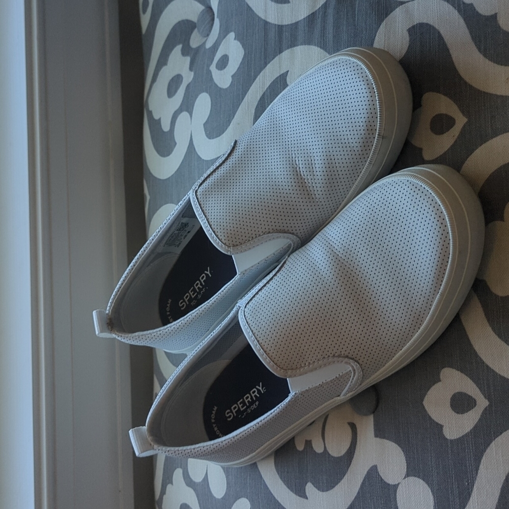 Women's white Sperry slip-ons size 10